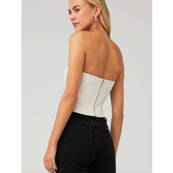 NEW LAMARQUE DAVINA FAUX LEATHER BUSTIER in White BONE NWOT - Size L - Picture 3 of 9